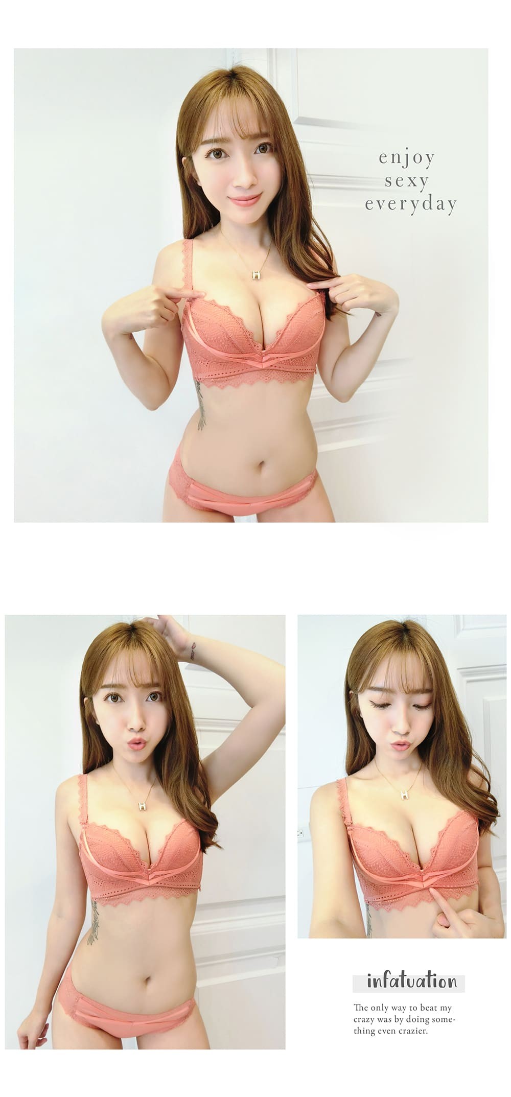 無鋼圈魔幻拉提爆乳內衣套裝 3色