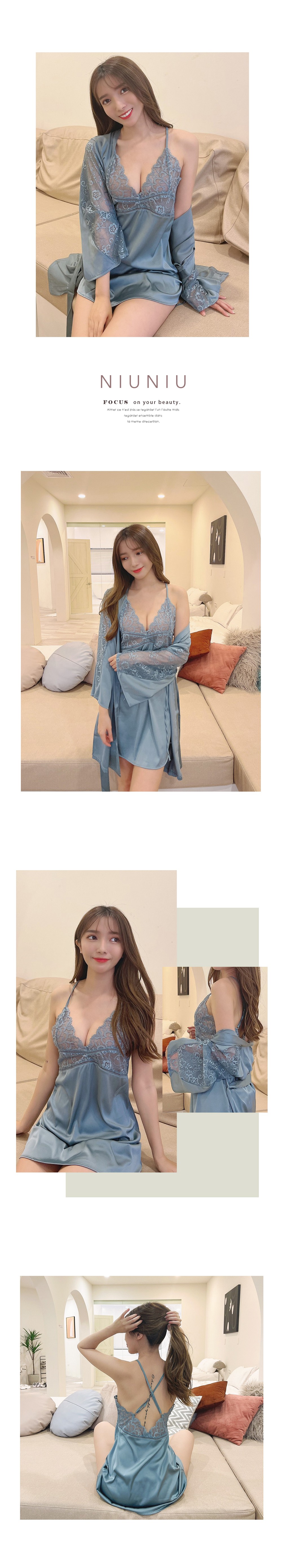 簍空透視性感美背二件式睡衣套裝 4色